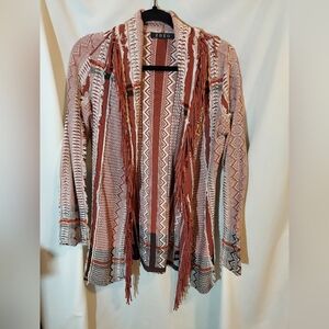 Zozo Women's Boho Multicolor Fringe Open Cardigan